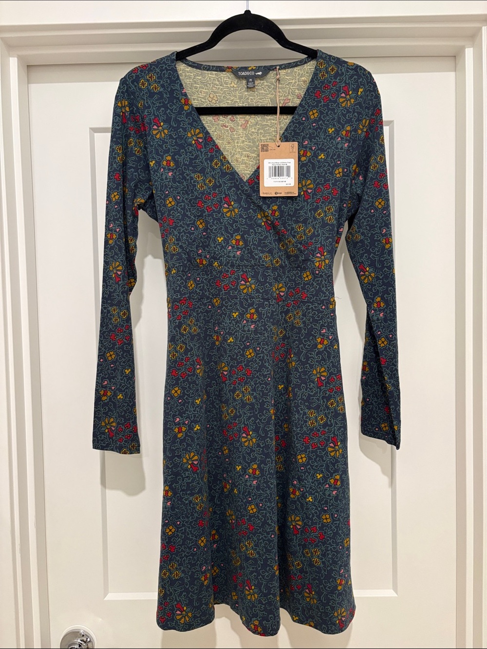 NWT [Toad&Co] Cue Wrap V-Neck Long-Sleeve Stretch Tie Dress w/ Pockets Women’s M - Picture 7 of 16